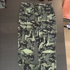 Camo Joggers with Rips in the Knees